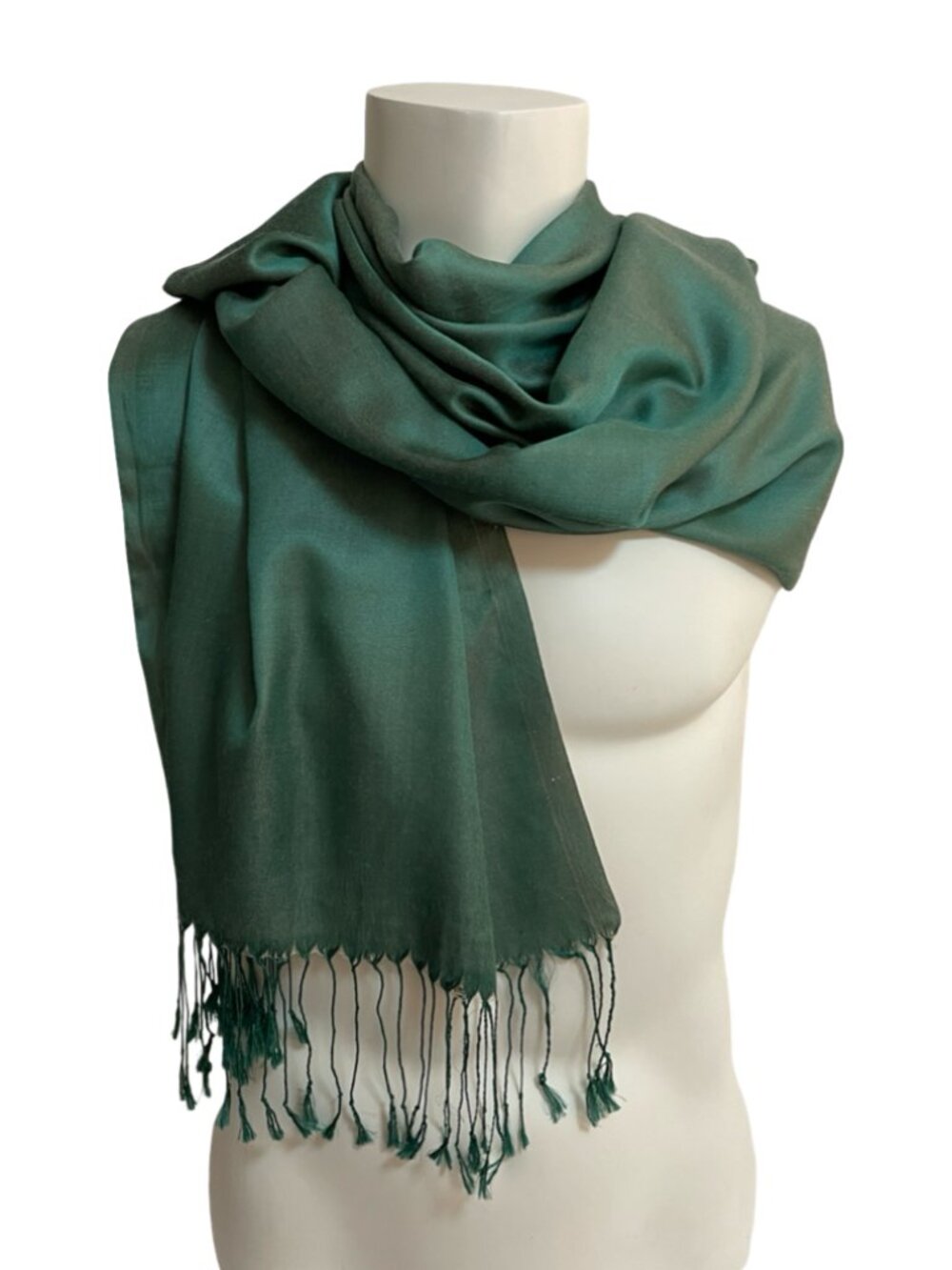 The Shop Silk Feel Scarf 26 x 68 Green/Beige Wrap
